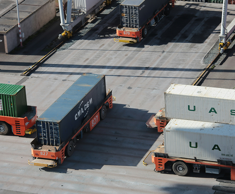 logistics trucks parked