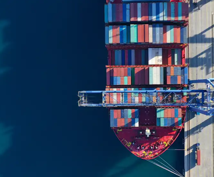 top view of a container ship